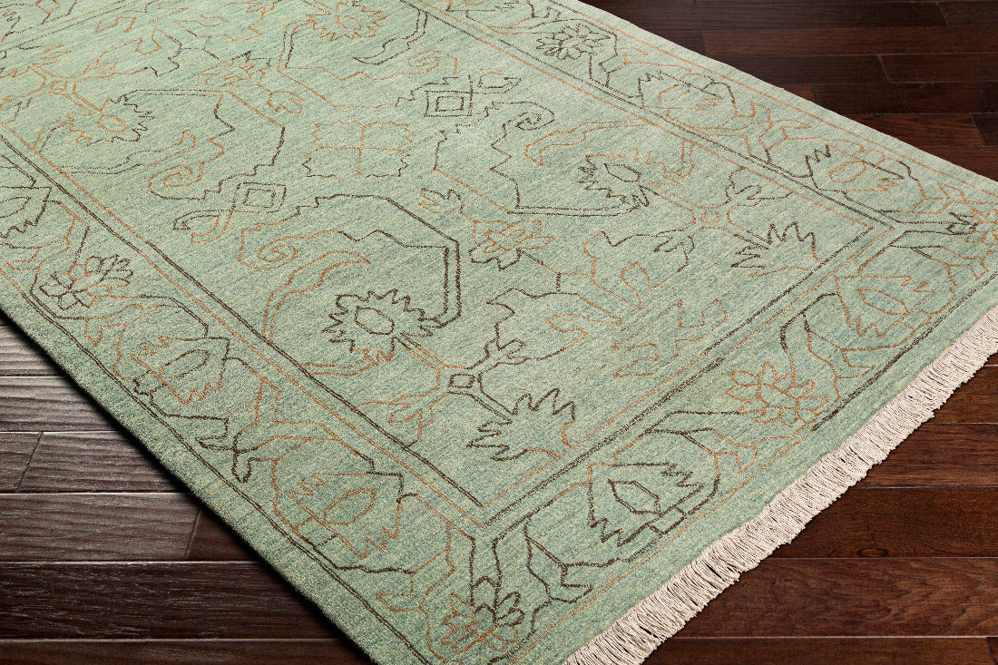 Willow Sky Wool Rug - Dusty Sage and Camel