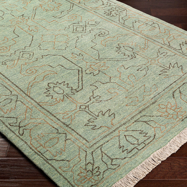 Willow Sky Wool Rug - Dusty Sage and Camel