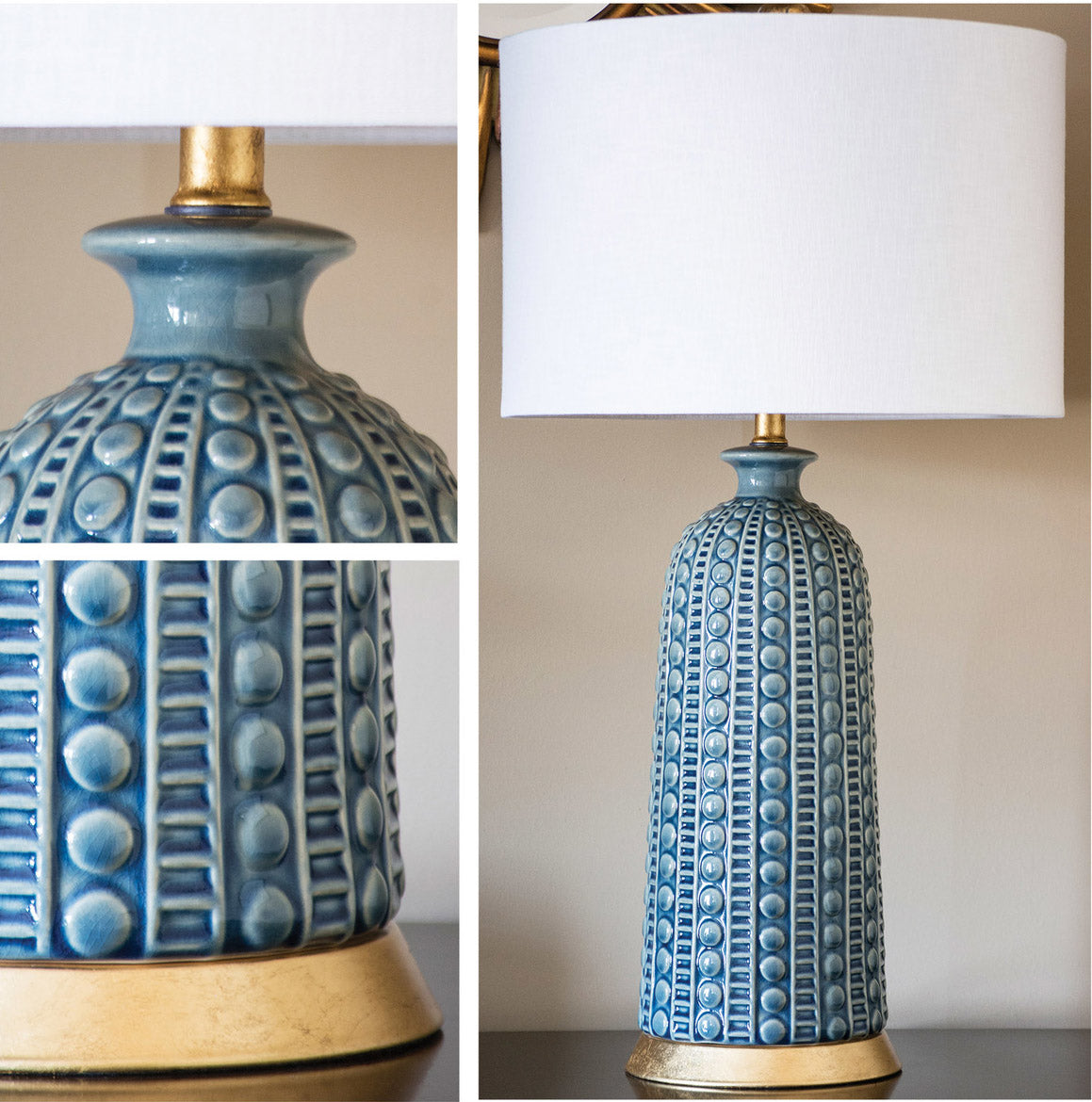 Blue Ceramic Table Lamp Alternate View