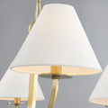 Stacey Chandelier Brass Linen Shade Closeup