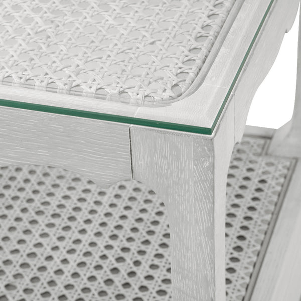 Alice Soft Grey Side Table  Caning Closeup