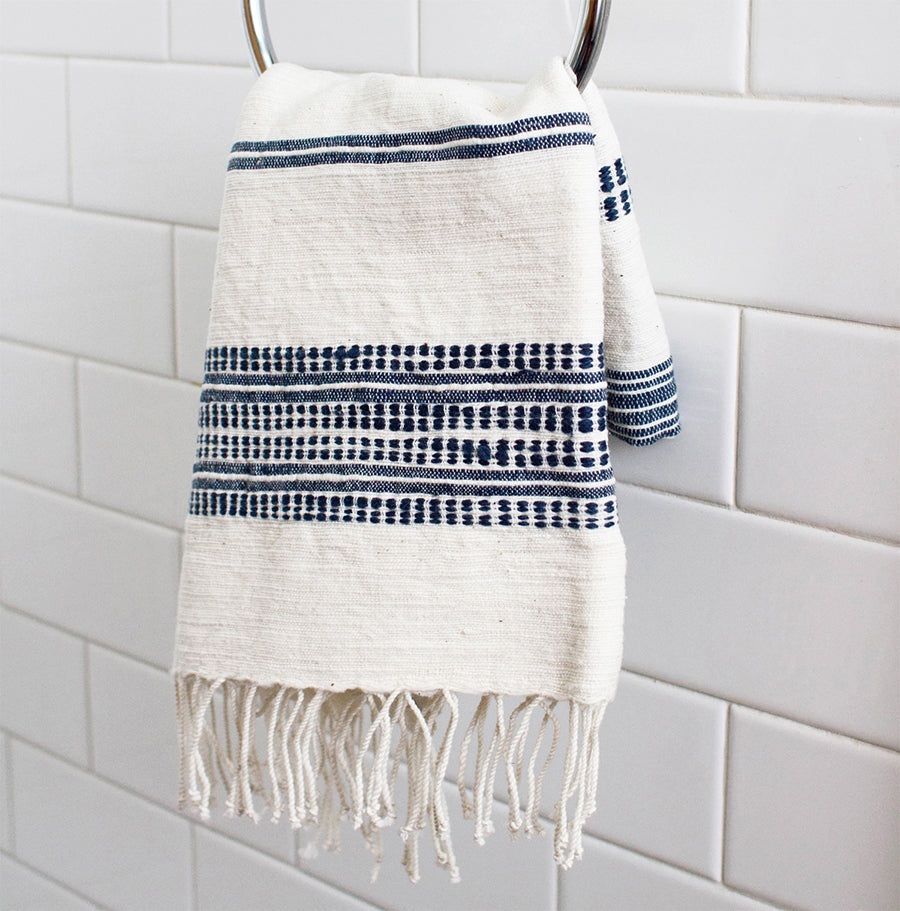 Aden Navy Stripes Hand Towel Styled