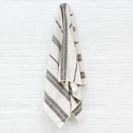 Aden Grey Stripe Bath Towel Styled