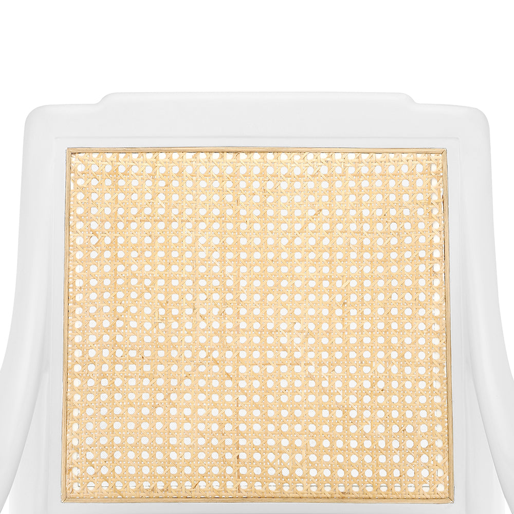 Aiden White Arm Chair Cane Detail