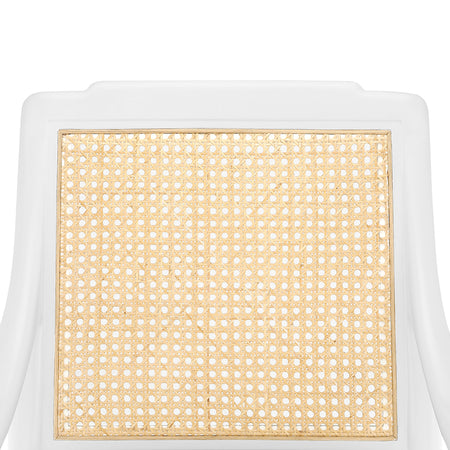 Aiden White Arm Chair Cane Detail