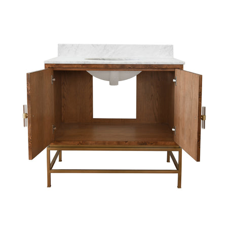 Bassett Burl Wood Vanity Open View