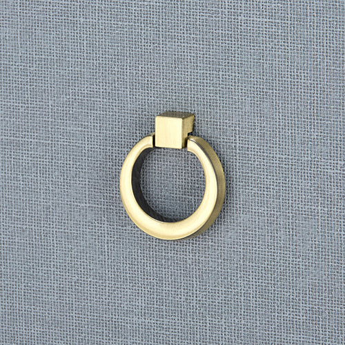 Blaine Grey Linen Brass Ring Hardware Detail