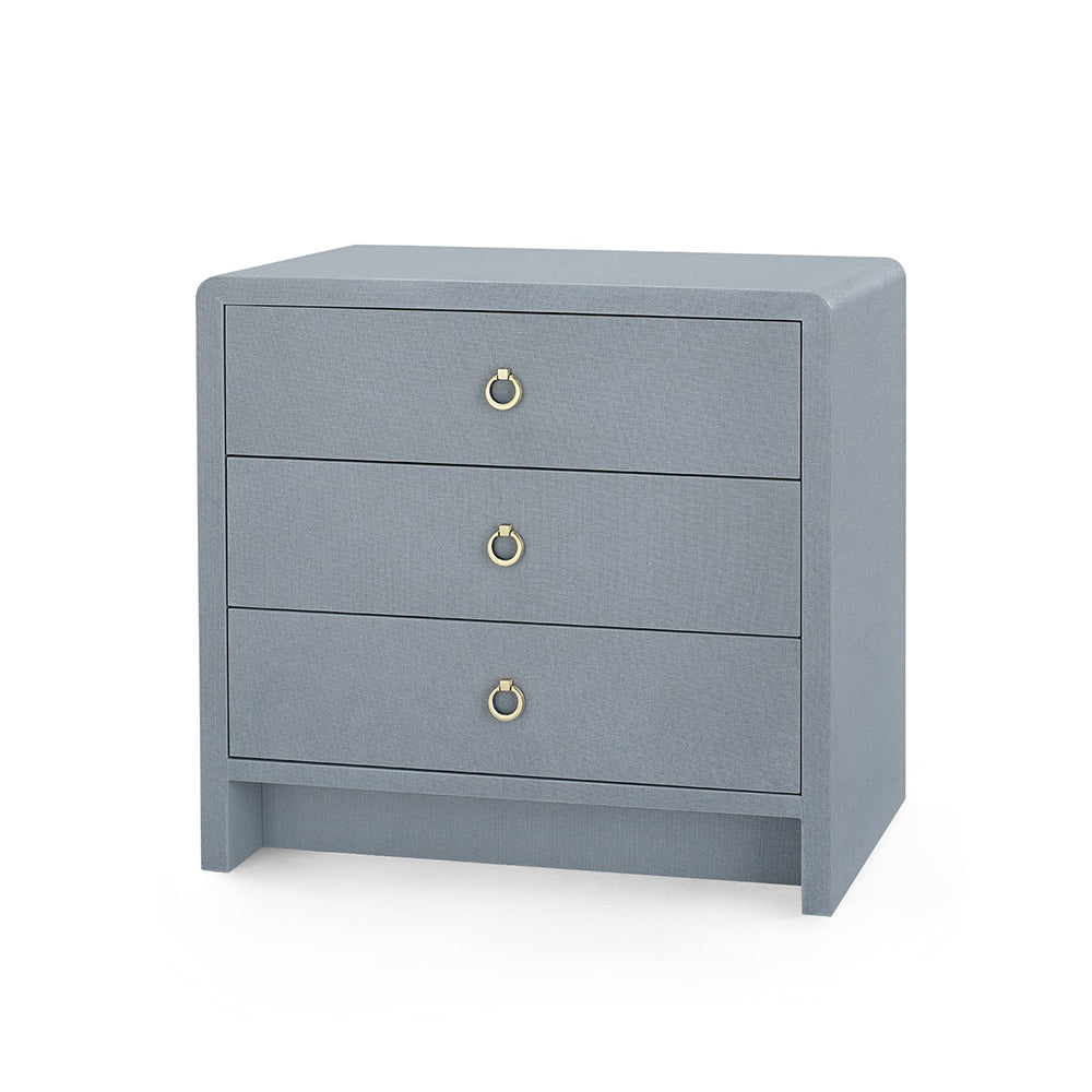 Blaine Grey Linen Three Drawer Side Table
