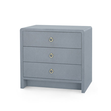 Blaine Grey Linen Three Drawer Side Table