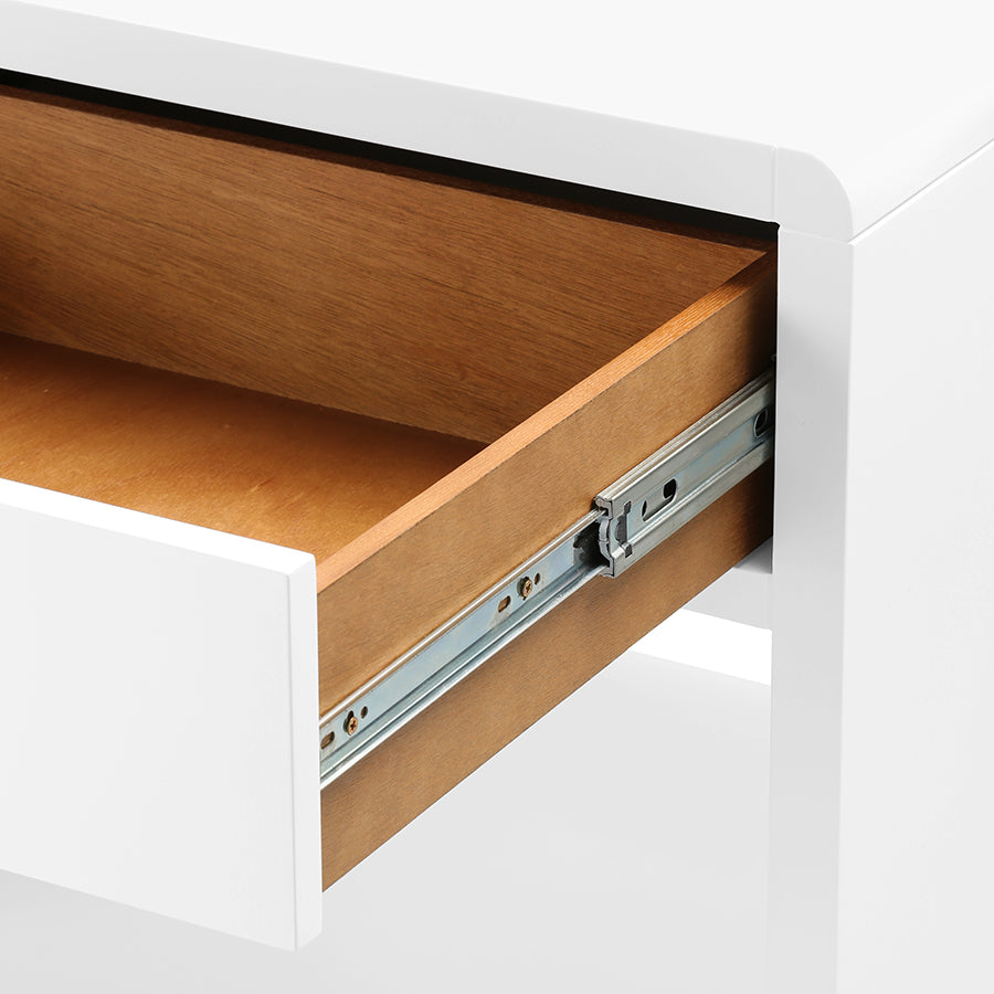 Blaine White Side Table Drawer Detail