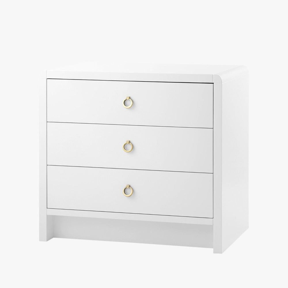 Blaine White Three Drawer Nightstand