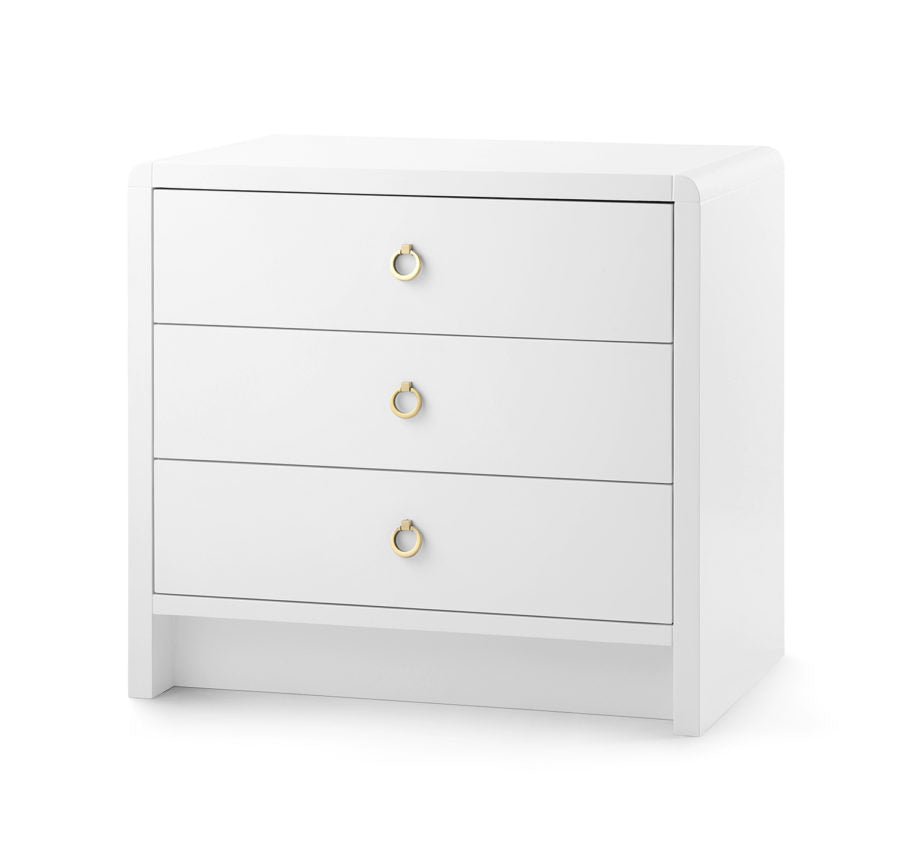 Blaine White Three Drawer Nightstand