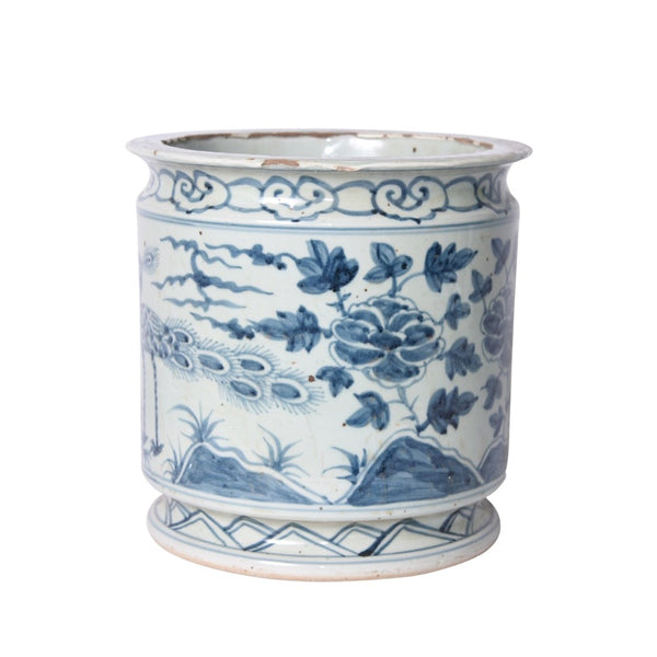 Blue and White Porcelain Orchid Pot