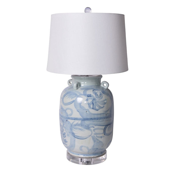 Blue and White Twisted Flower Lamp