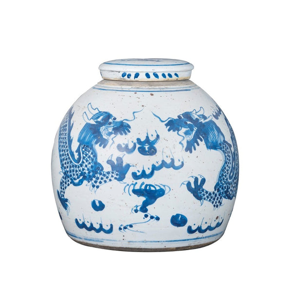 Blue and White Dragon Ming Jar