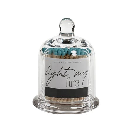 Blue Tip Matches in Glass Cloche From Dear Keaton