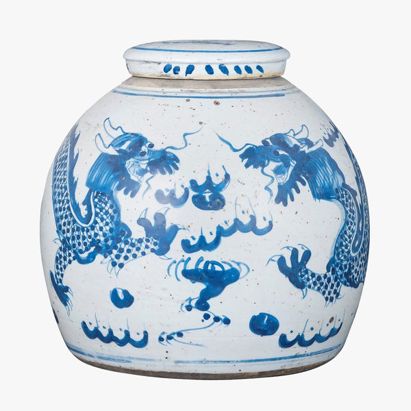 Blue and White Dragon Ming Jar