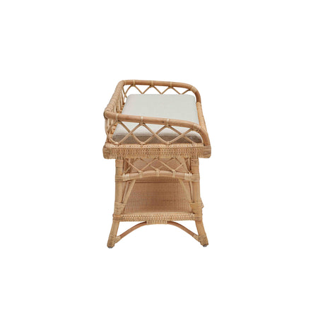Boothbay Rattan Bench Side View - Beach House Furniture