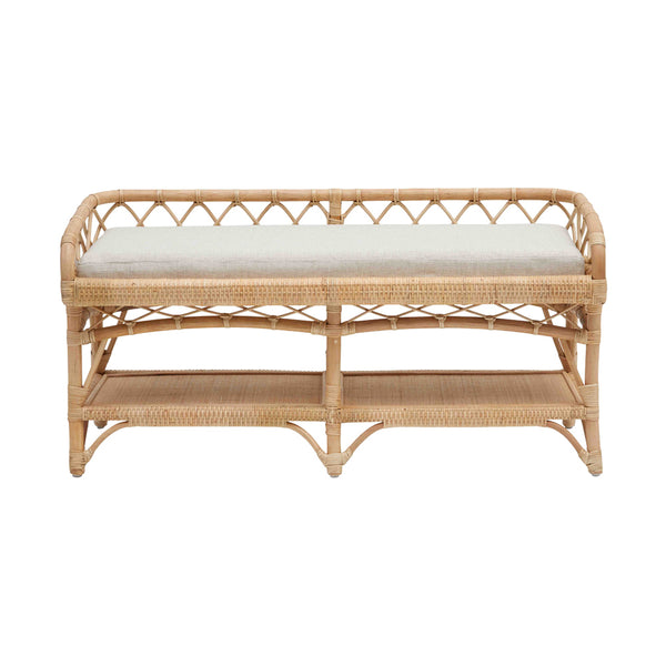 Boothbay Woven Rattan Bench Front View