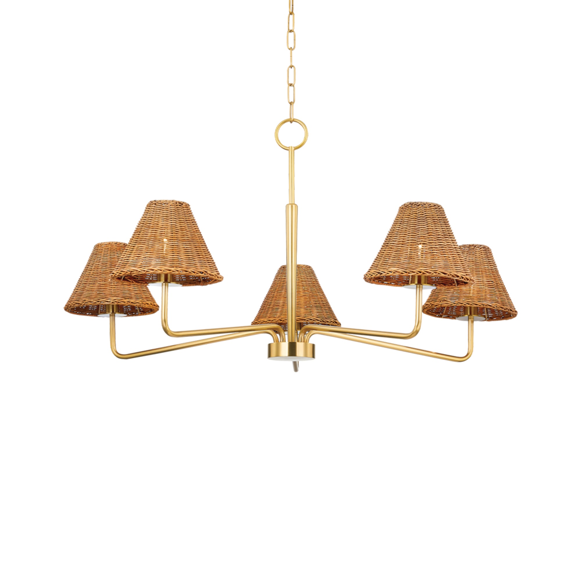 Botet Chandelier - Rattan Shade Brass Chandelier - Dear Keaton