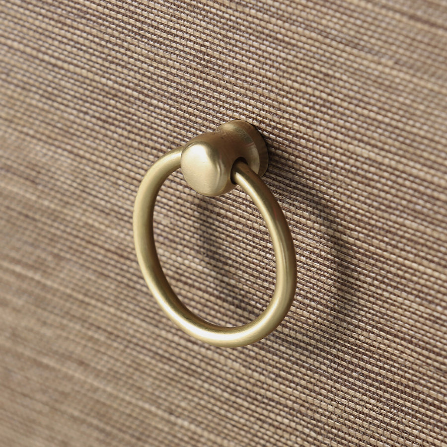 Brown Grasscloth Hardware Detail
