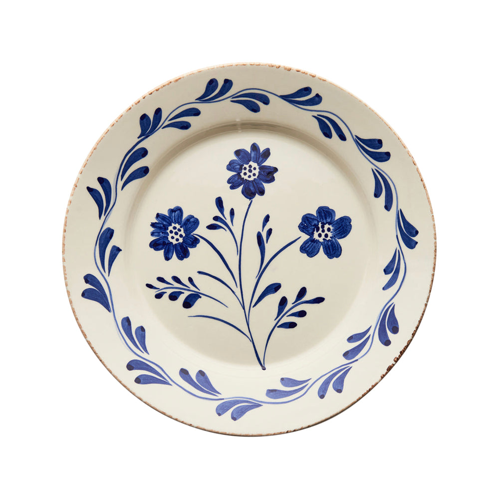 Casa Nuno Blue Flower Plate - Hand Painted Dinnerware - Dear Keaton