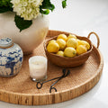 Cayman Grand Round Rattan Tray Styled with basket of lemons