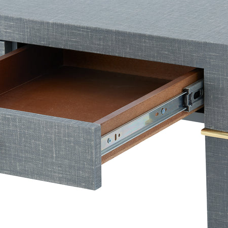 Claire Grey Linen Desk Drawer Detail