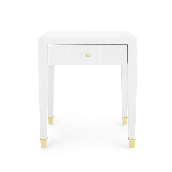 Claire White Linen Side Table Front View