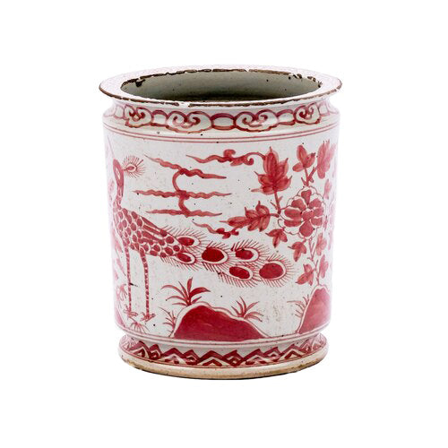 Coral Porcelain Orchid Pot