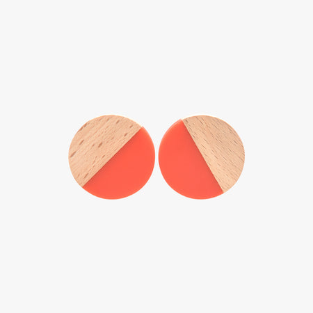 Coral Resin Circle Earrings