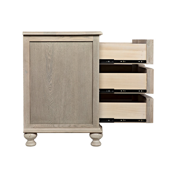 Curved Front Three Drawer Chest Side Open