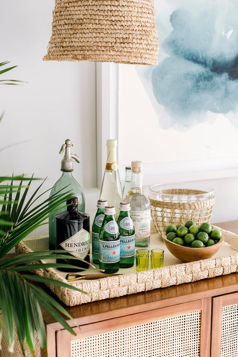 Dear Keaton Woven Abaca Rope Tray Styled on Bar