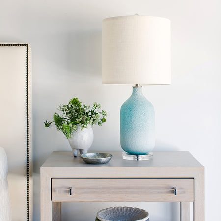 Gage Oak Bedside Table with Acrylic Hardware 