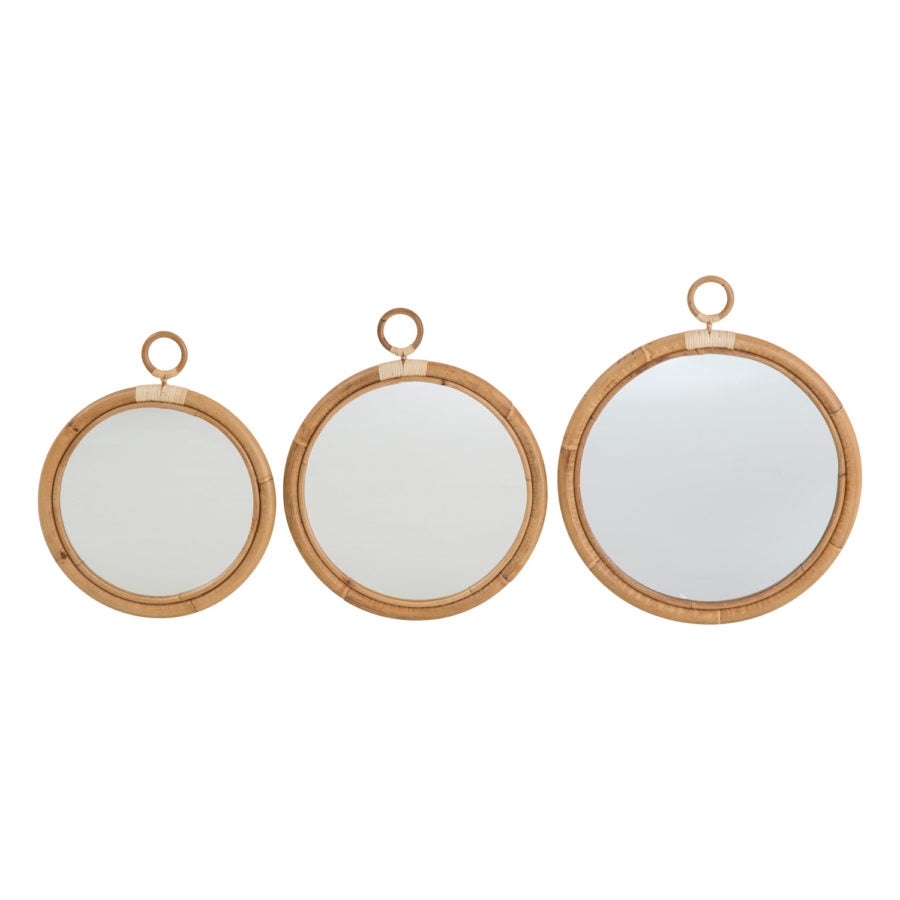 Ella Rattan Round Mirror Sizes