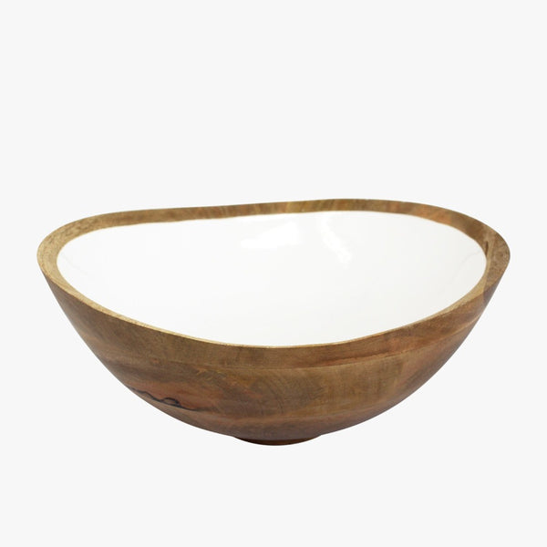 Enamel Mango Wood Large Bowl
