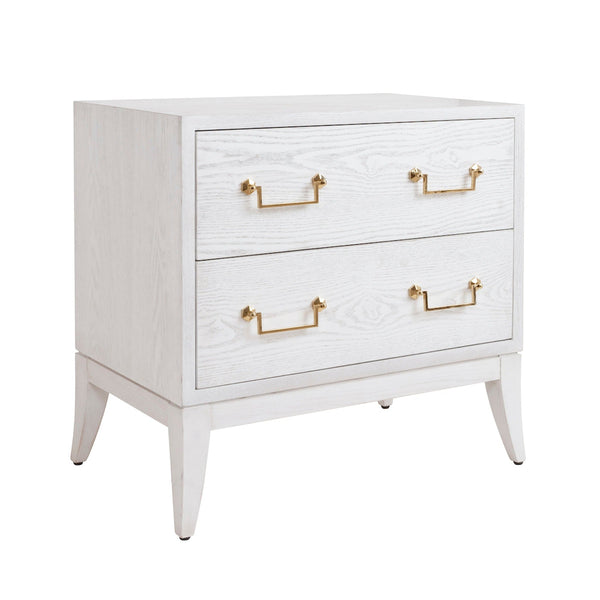 Cassie White Side Table with Brass Swing Handles