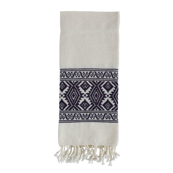 Flores Navy Hand Loomed Towel
