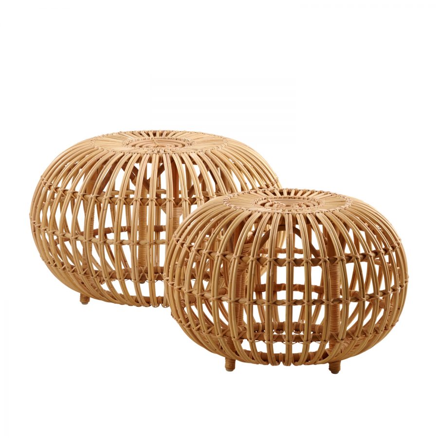 Franco Albini Rattan Round Ottomans