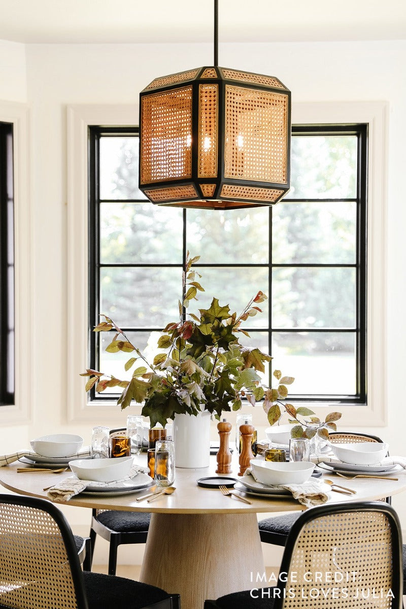 Georgia Woven Cane Pendant Styled