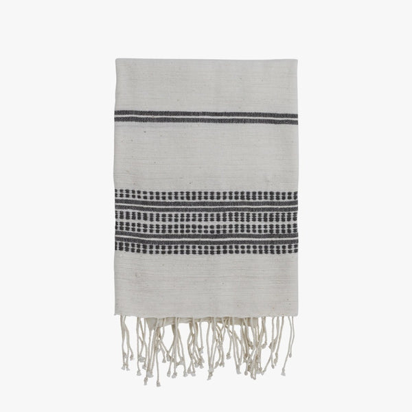 Japanese Linen Stripe Hand Towel – Black/Grey