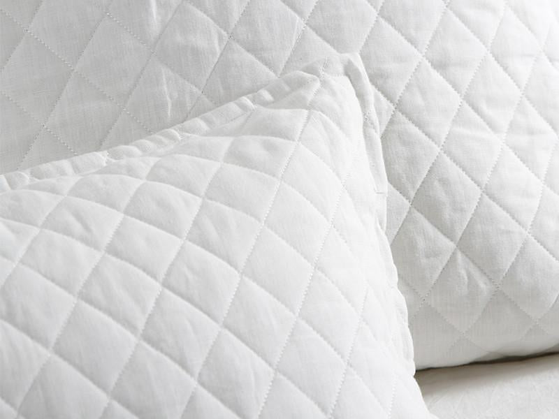 White Linen Bedding Closeup