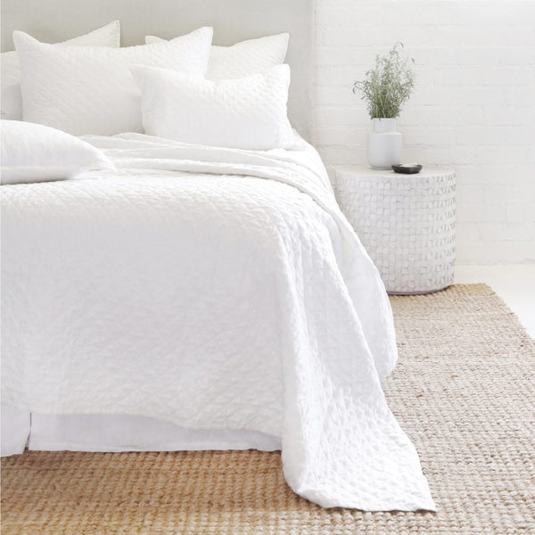 Hampton White Linen Bedding Styled
