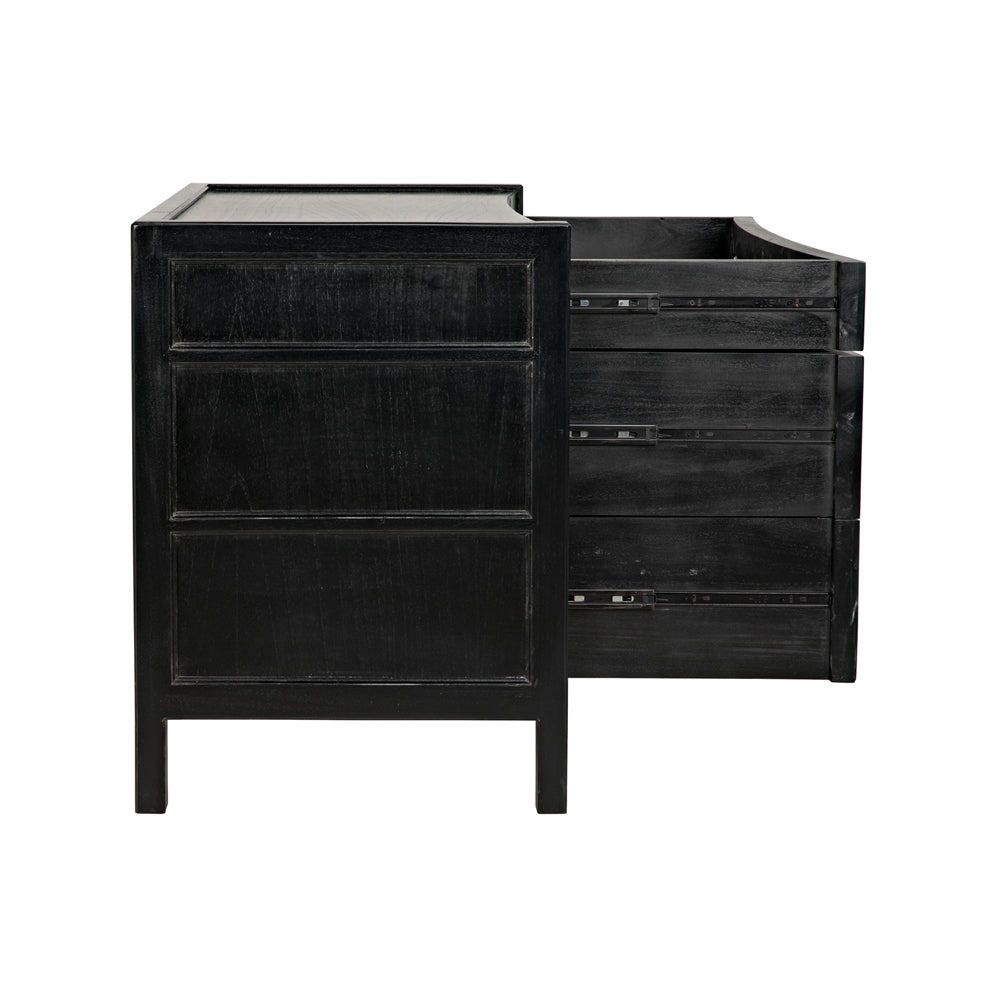 Hampton Black Side Table Side - drawers open