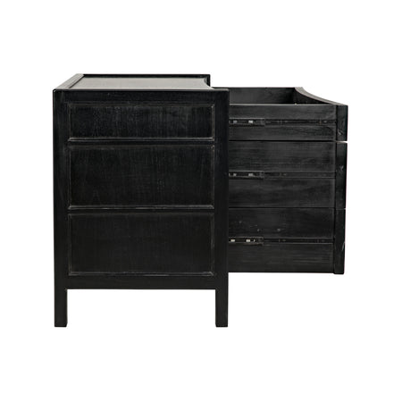 Hampton Black Side Table Side - drawers open