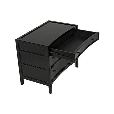 Hampton Black Side Table Side Open Drawer