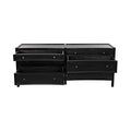 Hampton Black Six Drawer Dresser Open