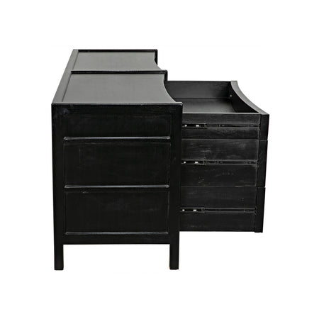 Hampton Black Six Drawer Dresser Side Open