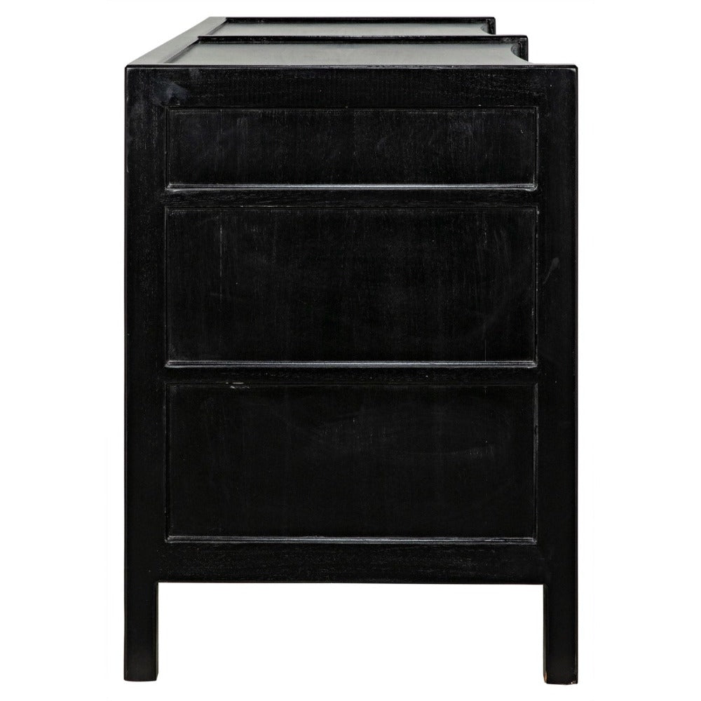 Hampton Black Six Drawer Dresser Side View