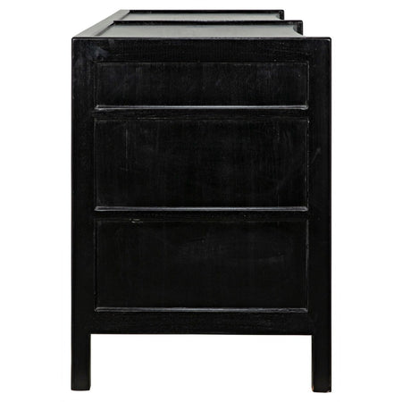 Hampton Black Six Drawer Dresser Side View